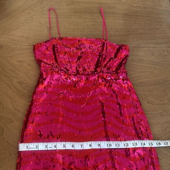 Zara Pink & Red Horizontal Striped Sequin Mini Dress Size XS - Picture 14 of 16